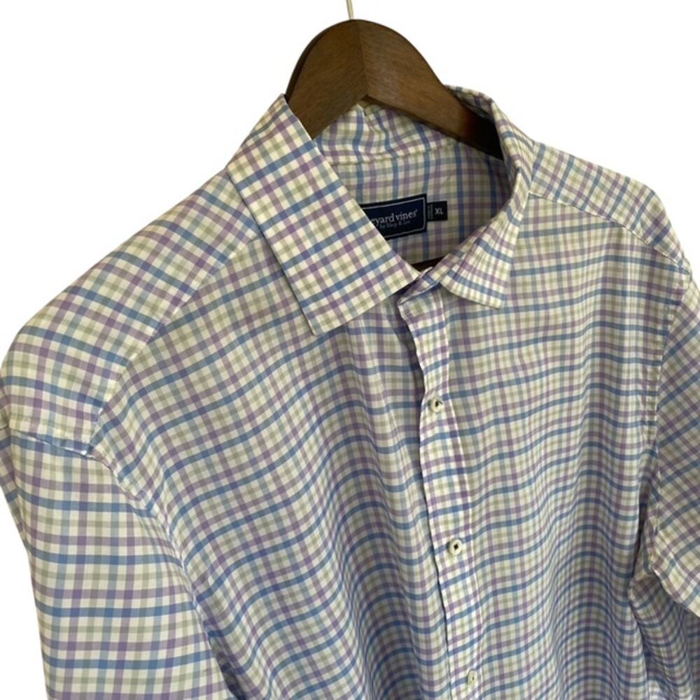 Vineyard Vines Blue, Lavender and White Check Button Up - XL - Picture 3 of 6
